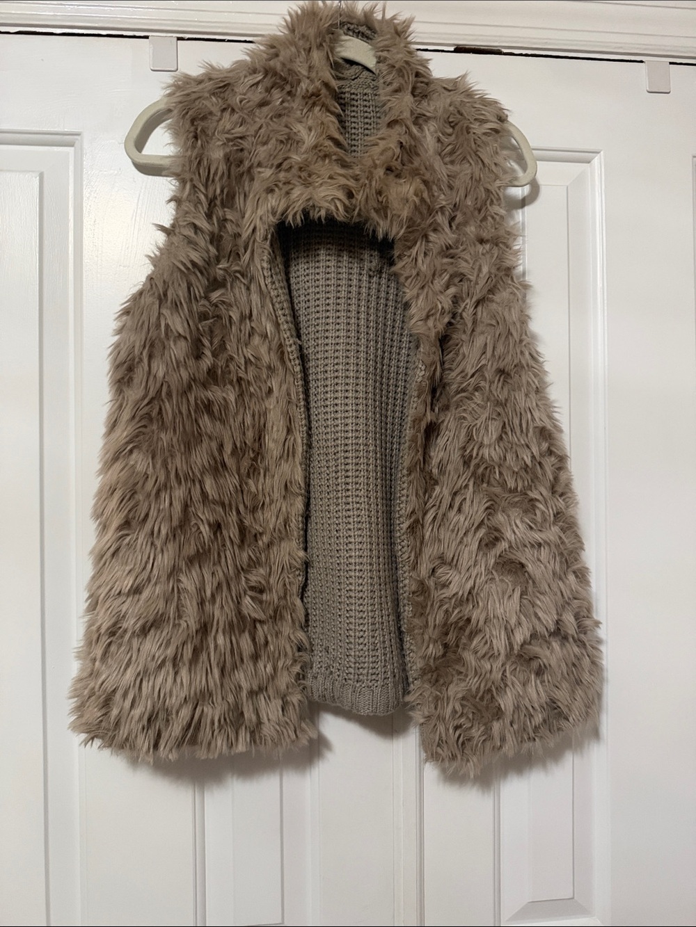 Aqua Faux Fur Taupe/Grey Women's Vest